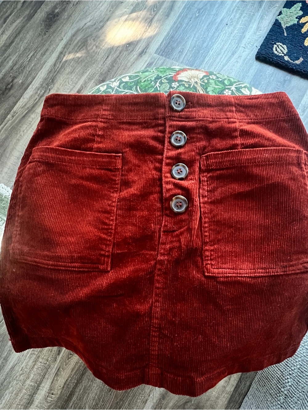 Lovetree Women's Red Corduroy Button-Front Skirt - Picture 2 of 3